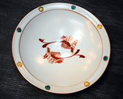 plate with enamelled red fish pattern
