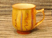 galena glazed mug with combed pattern