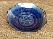 blue glazed octagon plate