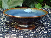 blue glazed footed bowl