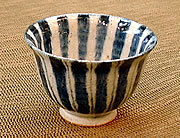 tea cup with blue stripes
